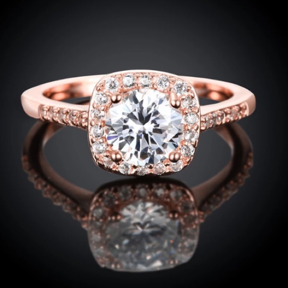 Rose Gold Round Brilliant Cut Halo Engagement Ring - Picture 8 of 8